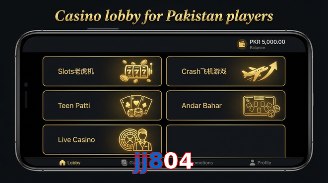 Lobby view of Jj804 for Pakistan users